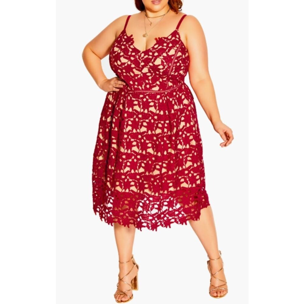 City Chic So Fancy Lace Midi Dress Plus Size 14